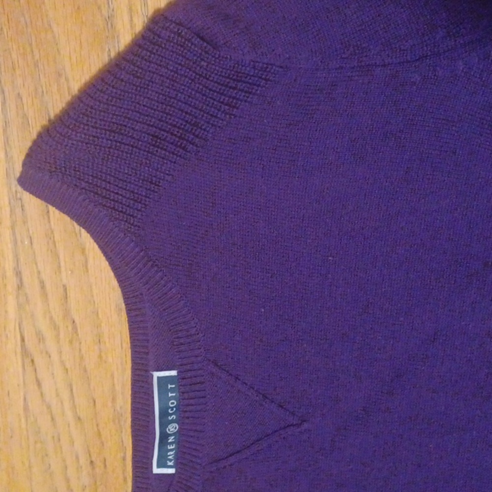 Karen Scott Purple Plum Cotton Lightweight Sweater